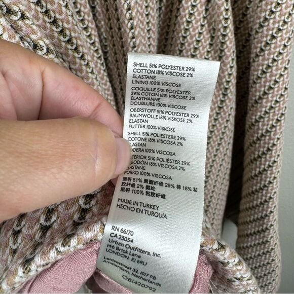 Anthropologie Maeve Jacquard Mini Fit & Flare Dress Lace Up Back Light Pink XS - Picture 11 of 11
